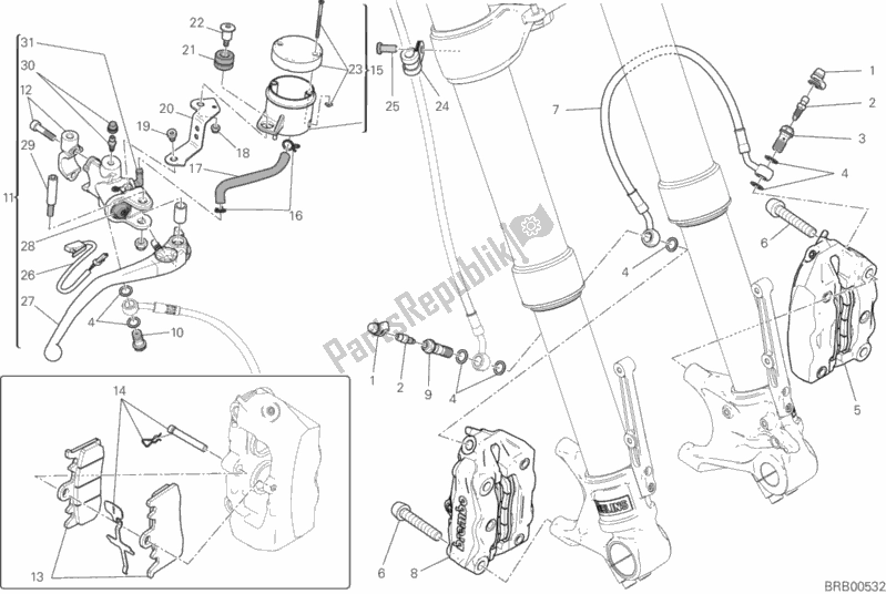 All parts for the Front Brake System of the Ducati Hypermotard 939 SP USA 2017